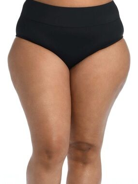 La Blanca Island Goddess High Waist Swim Bikini Bottom in Black Size 18W EUC